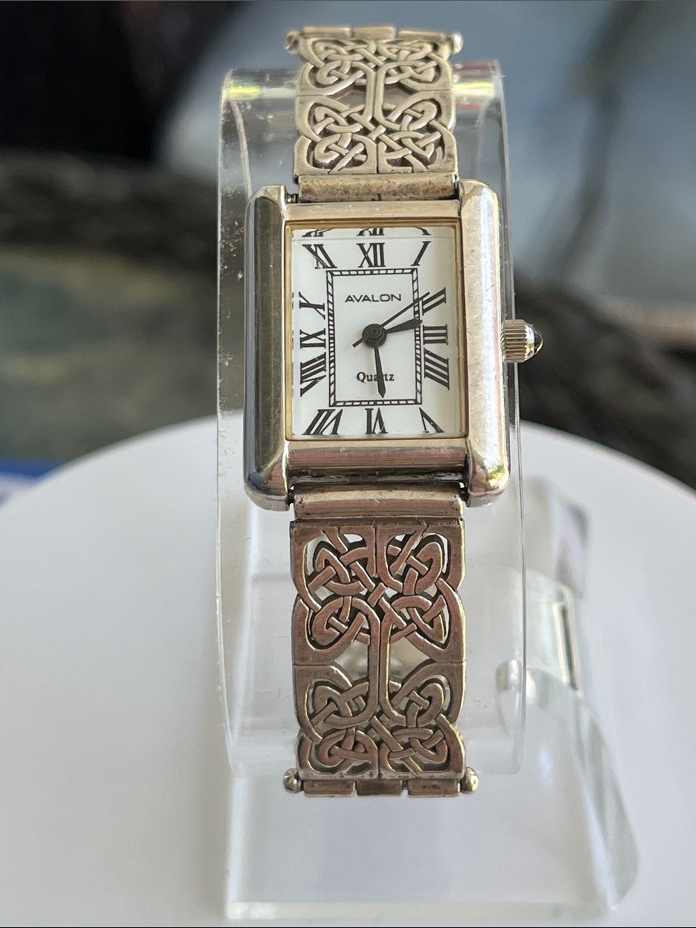 Avalon Watch Women 21mm Sterling Silver Celtic Knot Cuff Band New Battery 6.5"